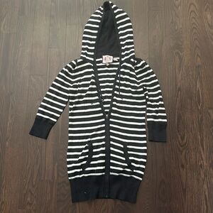 Juicy couture swim stripe coverup 3/4 sleeve, full zip